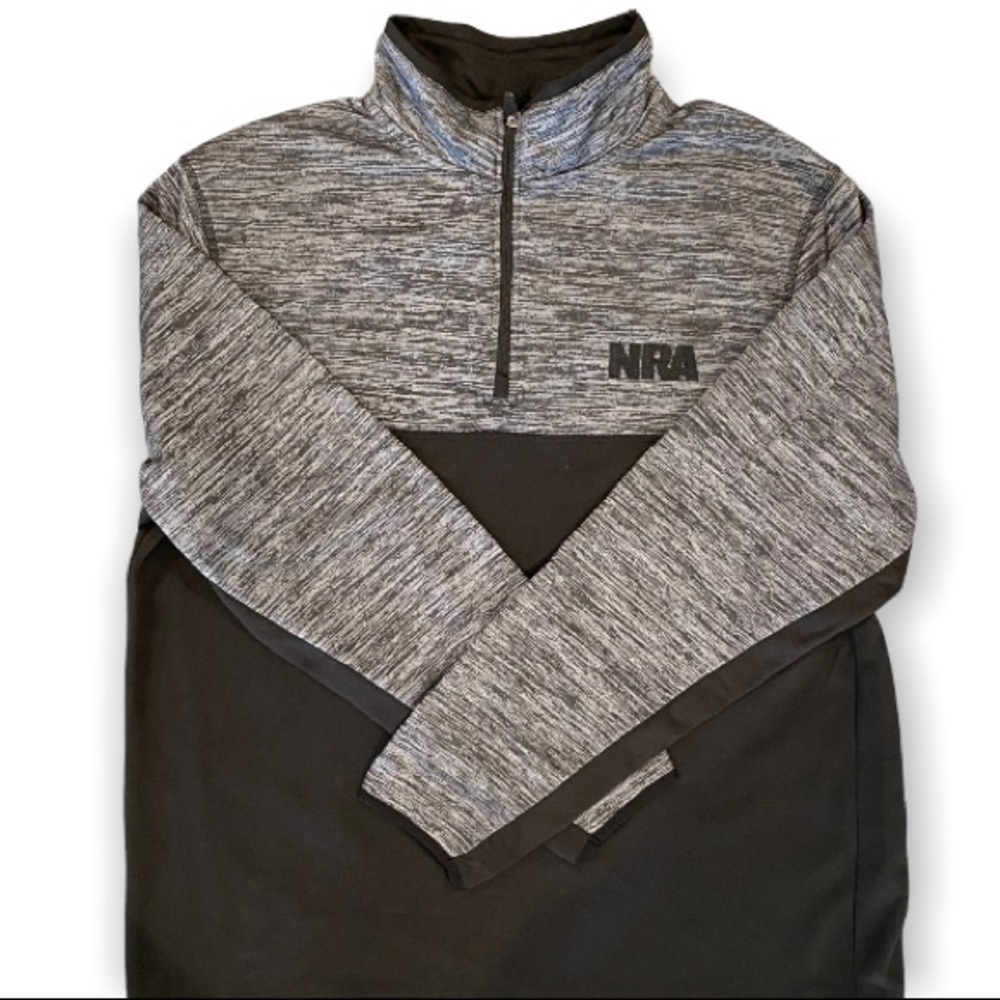 NRA XL Fleece Lined 1/4 Zip Pull Over Men’s Jacket / Sweater, Black, Rifle Assoc